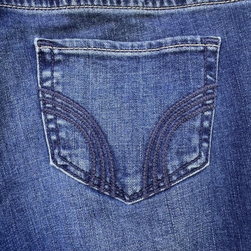Hollister Embroidered Skinny Distressed MId-Rise Blue Jeans Size 5 - Picture 14 of 14